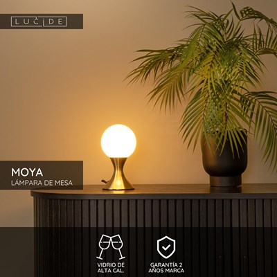 Lucide MOYA - Lámpara de mesa - Ø 12 cm - 1xG9 - Oro mate / Latón